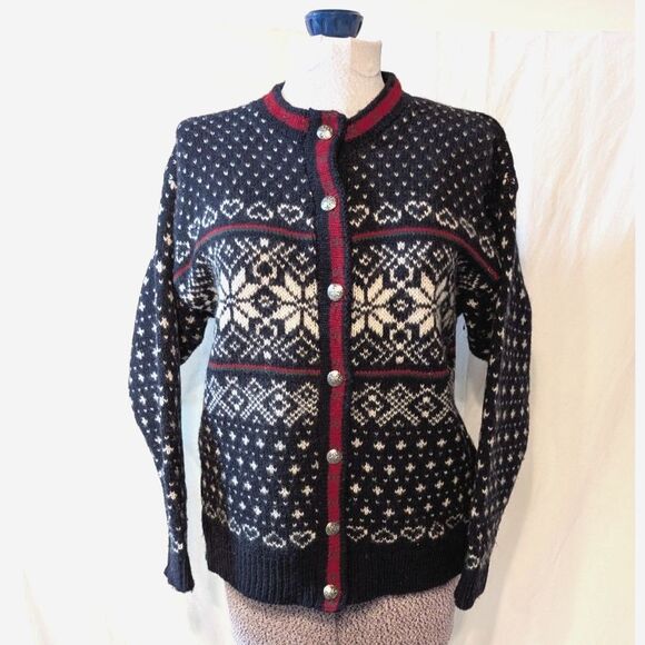 L.L. Bean Vintage Snowflake Wool Blend Sweater, women's L - Picture 1 of 7